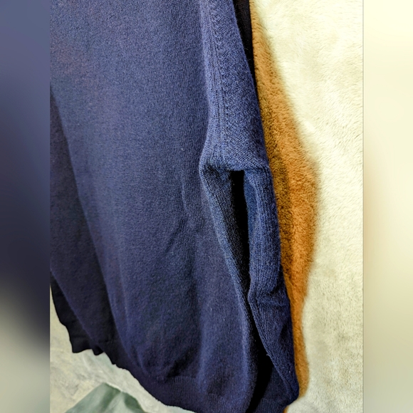L.L. BEAN Vintage Lambswool V Neck Pullover Navy Made in Scotland Sweater Size L - Picture 7 of 11